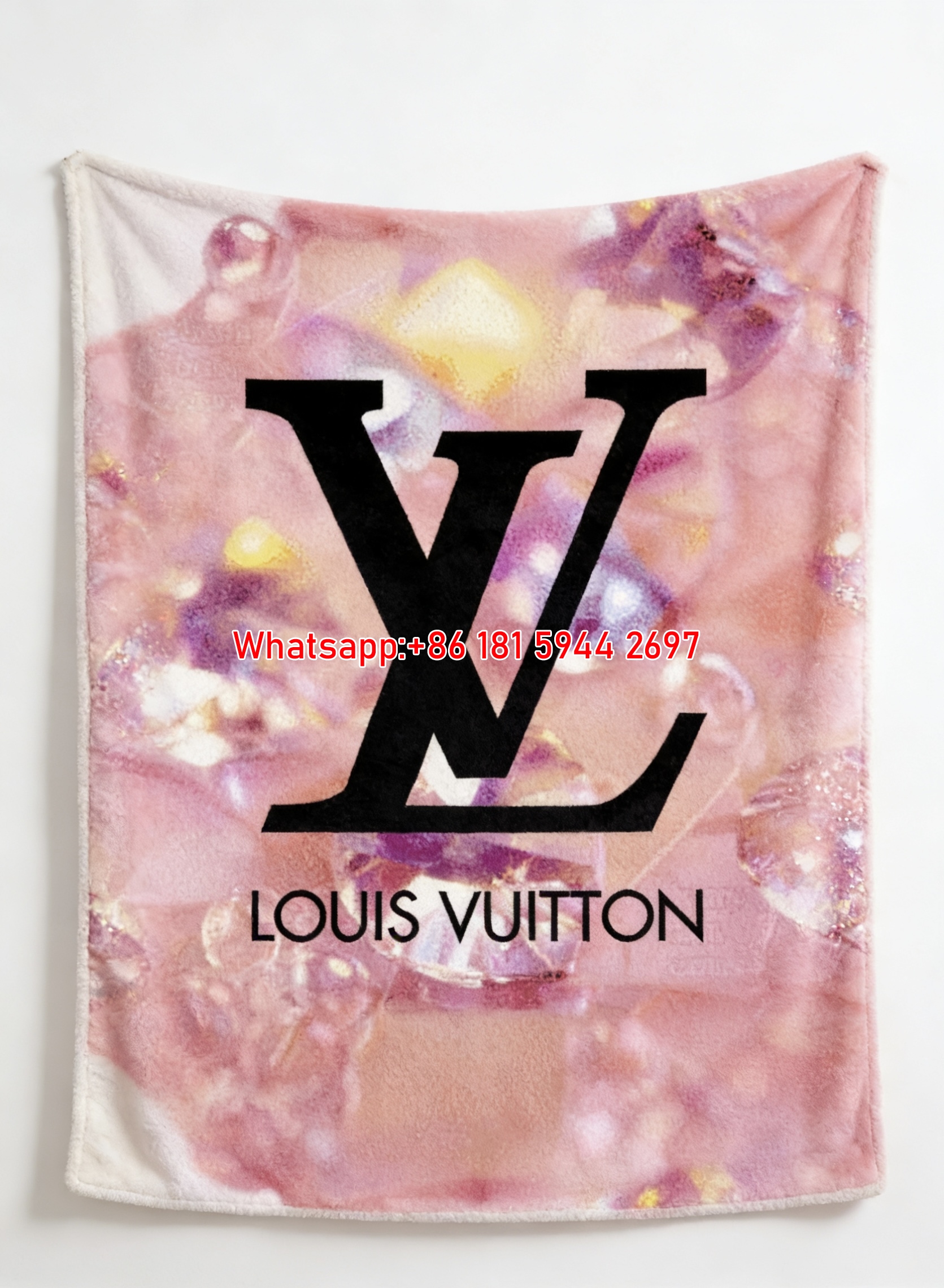 Pink Crystal LV Logo Blanket Pastel LV Monogram Blanket 105